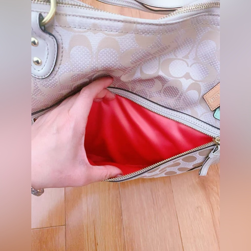 Vintage coach Poppy Hallie Signature Tote Bag polka dot pattern zippered pocket‎ - Picture 6 of 16